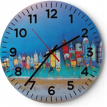 Hodiny Kuchyňské nástěnné hodiny 30x30 Krajina Moderní Skleněné hodiny do obýváku Tiché