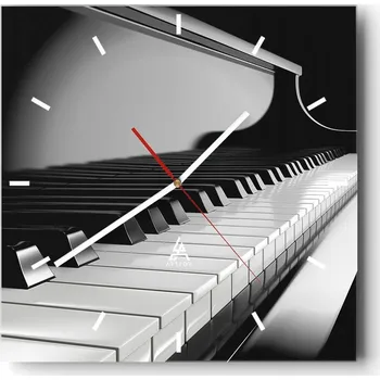 Hodiny Nástěnné hodiny do kuchyně 30x30 Piano Stylové hodiny na skle Loft Tiché