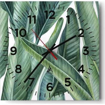 Hodiny Nástěnné hodiny do obýváku 40x40 Listy Tiché Skleněné hodiny Bez hlučnosti