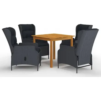 Zahradní nábytek Zahradní nábytek, dřevěná sestava VidaXL, černá, 5 dílů