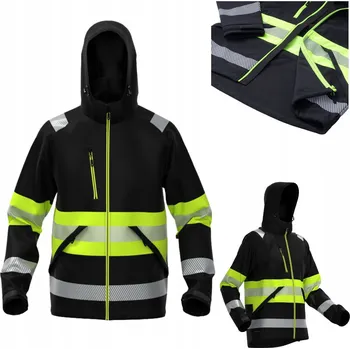 Moto bunda Reflexní pracovní bunda softshell Bosafety Valencia C1 černo/žlutá L
