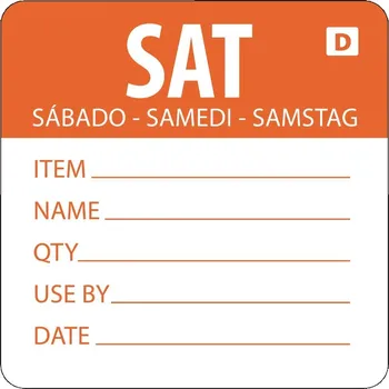 Vogue rozpustné štítky s označením dne v týdnu, Saturday 250 ks