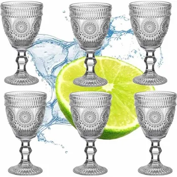 Sklenice POHÁRY NA VODU A NÁPOJE 300 ML SADA 6 SKLENIC NA NOŽCE, 6 KS