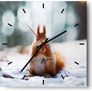 Hodiny Nástěnné hodiny do kuchyně 30x30 Zvířata Stylové hodiny na skle Loft Tiché