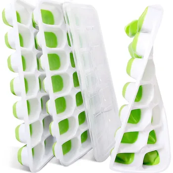 Tvořítko na led Silikonové formičky na led s víkem, 12 kostek, sada 3 kusů