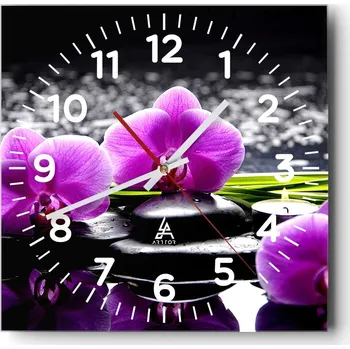 Hodiny Nástěnné hodiny do obýváku 40x40 Květiny Tichý chod Skleněné hodiny