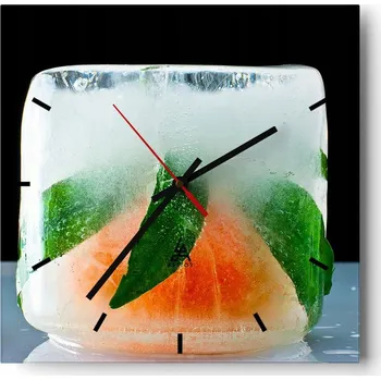 Hodiny Velké nástěnné hodiny 40x40 Kostka Ledu Skleněné tiché hodiny