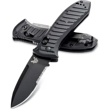 kapesní nůž Benchmade 5700SBK PRESIDIO II automatický taktický nůž 9,5 cm, celočerná, hliník, pouzdro Cordura