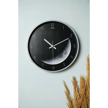Hodiny Nástěnné hodiny Moon Inzgri, 30 x 30 cm, černá