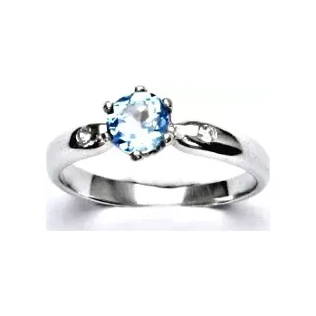 Prsten Zlatý prsten přírodní topaz swiss a diamanty - VLZDR048 - bílé zlato (Zlatý prsten s topazem a dia)