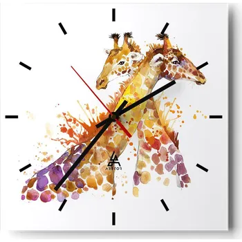 Hodiny Velké nástěnné hodiny 40x40 cm Zvířata Skleněné tiché hodiny