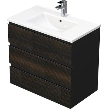 Koupelnový nábytek Koupelnová skříňka s umyvadlem SAT Cube Way 80x71x46 cm hnědá mat CUBE3D803ZHMOD - CUBE3D803ZHMOD