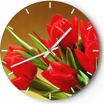 Hodiny Nástěnné hodiny do kuchyně 30x30 Květiny Skleněné hodiny do obýváku Loft Tiché
