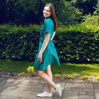 Dámské šaty Dámské smaragdové košilové šaty Velikost: M