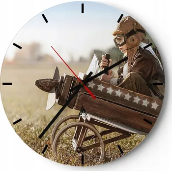 Hodiny Velké nástěnné hodiny na zeď 40x40 Chlapec Skleněné hodiny Kulatý Tiché