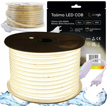 LED páska SADA LED Neon COB pásek 220V 230V 25m 4000K BÍLÁ NEUTRÁLNÍ ZDROJ IP67