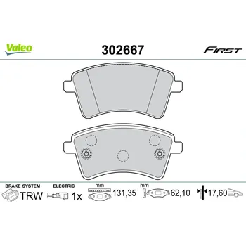 Brzdová destička Sada brzdových destiček, kotoučová brzda VALEO 302667