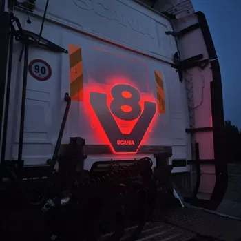 Znak automobilu Podsvícené logo V8, 92x75cm, 24V, IP65