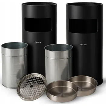 Odpadkový koš Popelník , odpadkový koš, zahradní koš, nerezová ocel s KYBLÍKEM 2 v 1, 30 l