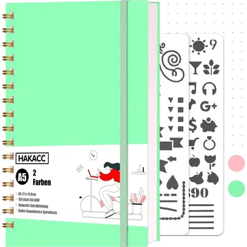 HAKACC Sešit A5 Mátový 300 Stran Zápisník s puntíky DIY