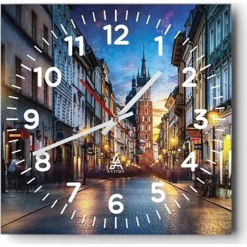 Hodiny Nástěnné hodiny do obýváku 40x40 Město Bez Hlučné Skleněné hodiny Tiché