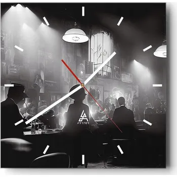 Hodiny Velké nástěnné hodiny 40x40 Bar Skleněné hodiny Čtvercové Tiché