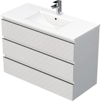 Koupelnový nábytek Koupelnová skříňka s umyvadlem SAT Cube Way 100x71x46 cm bílá mat CUBE3D1003ZBMOD - CUBE3D1003ZBMOD