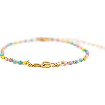 Náramek Náramek z barevných korálků s houslovým klíčem