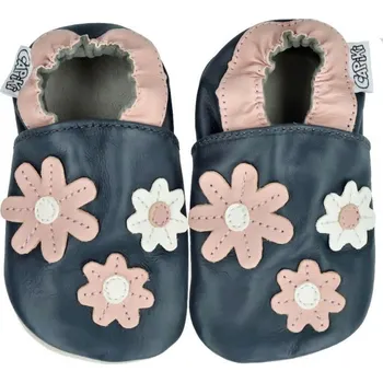 Capáčky CAPIKI Kožené capáčky Sedmikrásky na tmavé 12-18M