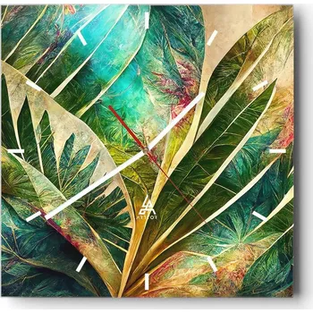 Hodiny Nástěnné hodiny do kuchyně 30x30 Květiny Stylové hodiny na skle Loft Tiché