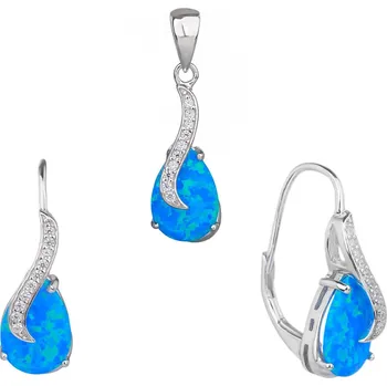 Souprava šperků Bealio BEALIO Stříbrná souprava VLNKA modrý OPÁL 03-09839-1856