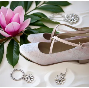 Dámské lodičky Světle růžové krajkové balerínky Velikost obuvi: 34