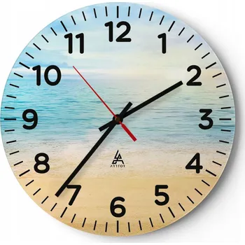Hodiny Nástěnné hodiny do obýváku 40x40 Moře Kulatý Skleněné hodiny Loft Tiché