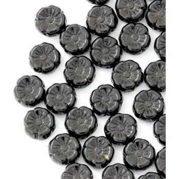 Dětské navlékací korálky CZ Korálek mačkaný kytička Hawaii 8/4mm černá 23980 (20ks)