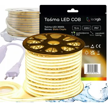 LED páska SADA LED Neon COB pásek 220V 230V 15m 3000K TEPLÁ BÍLÁ NAPÁJECÍ ZDROJ IP67