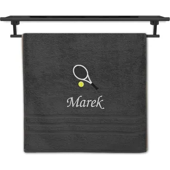 Ručník Ručník se jménem NA PŘÁNÍ tmavě šedý 50x100 Tenisová raketa