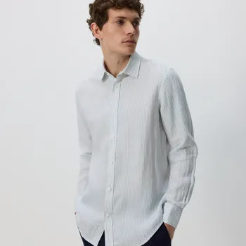 Pánská košile Reserved - Lněná košile regular fit - bleděmodrá - 148EG-05P - 148EG-05P-M