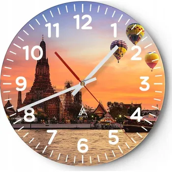 Hodiny Nástěnné hodiny do obýváku 40x40 Bangkok Kulatý Skleněné hodiny Loft Tiché