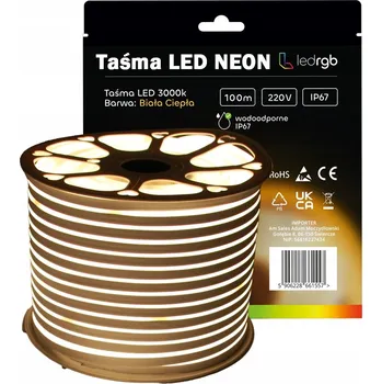 LED páska LED Neonová Páska 2835 220V 230V 100m 3000K teplá bílá voděodolná IP67