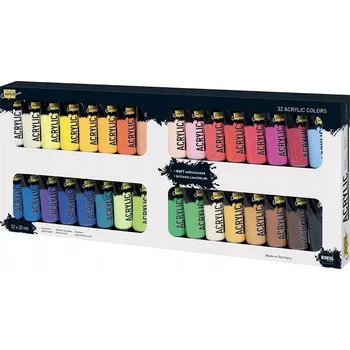 Vodová barva Akrylové barvy C.Kreul, sada 32 vícebarevných ks po 20 ml