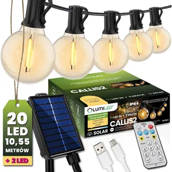 Venkovní osvětlení Girlanda solární zahradní 20x LED Ozdobne Kuleczki 10,55m 2700K Teplá + Ovladač CALLIS2 LUMILED