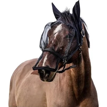 Koňská maska proti hmyzu Maska proti hmyzu EQUITHEME Anti-UV s ohlávkou black FULL