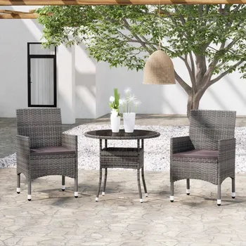 Sada zahradního nábytku z umělého ratanu VidaXL šedá 3 ks
