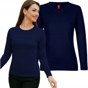 Dámské tričko Klasické tričko DÁMSKÉ bavlněné tričko námořnická modrá s dlouhým rukávem, velikost M