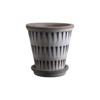Květináč Květináč Pantheon s podmiskou Raw Grey 16 cm