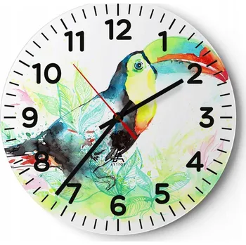 Hodiny Kuchyňské nástěnné hodiny 30x30 Pták Moderní skleněné hodiny do obýváku Tiché