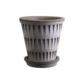 Květináč Květináč Pantheon s podmiskou Raw Grey 18 cm