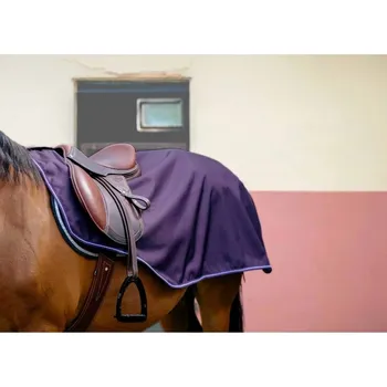 Deka pro koně Nepromokavá bederní deka EQUITHEME Tyrex 600D s fleecem švestková 155cm