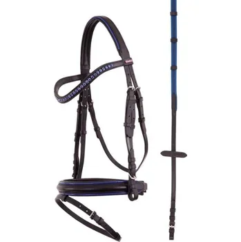 Uzdečka PREMIERE Nantes s anglickým nánosníkem black/blue PONY