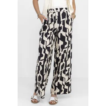 Dámské kalhoty s.Oliver dámské široké kalhoty se vzorem černé Velikost: 34